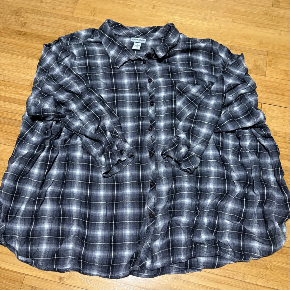 Catherines Gray Plaid Shirt